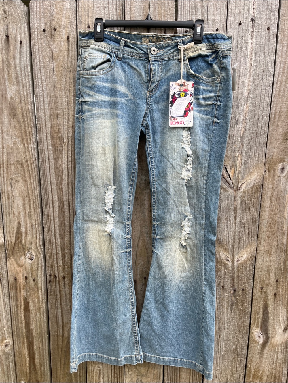 BONGO Light Blue Distressed Flare Jeans